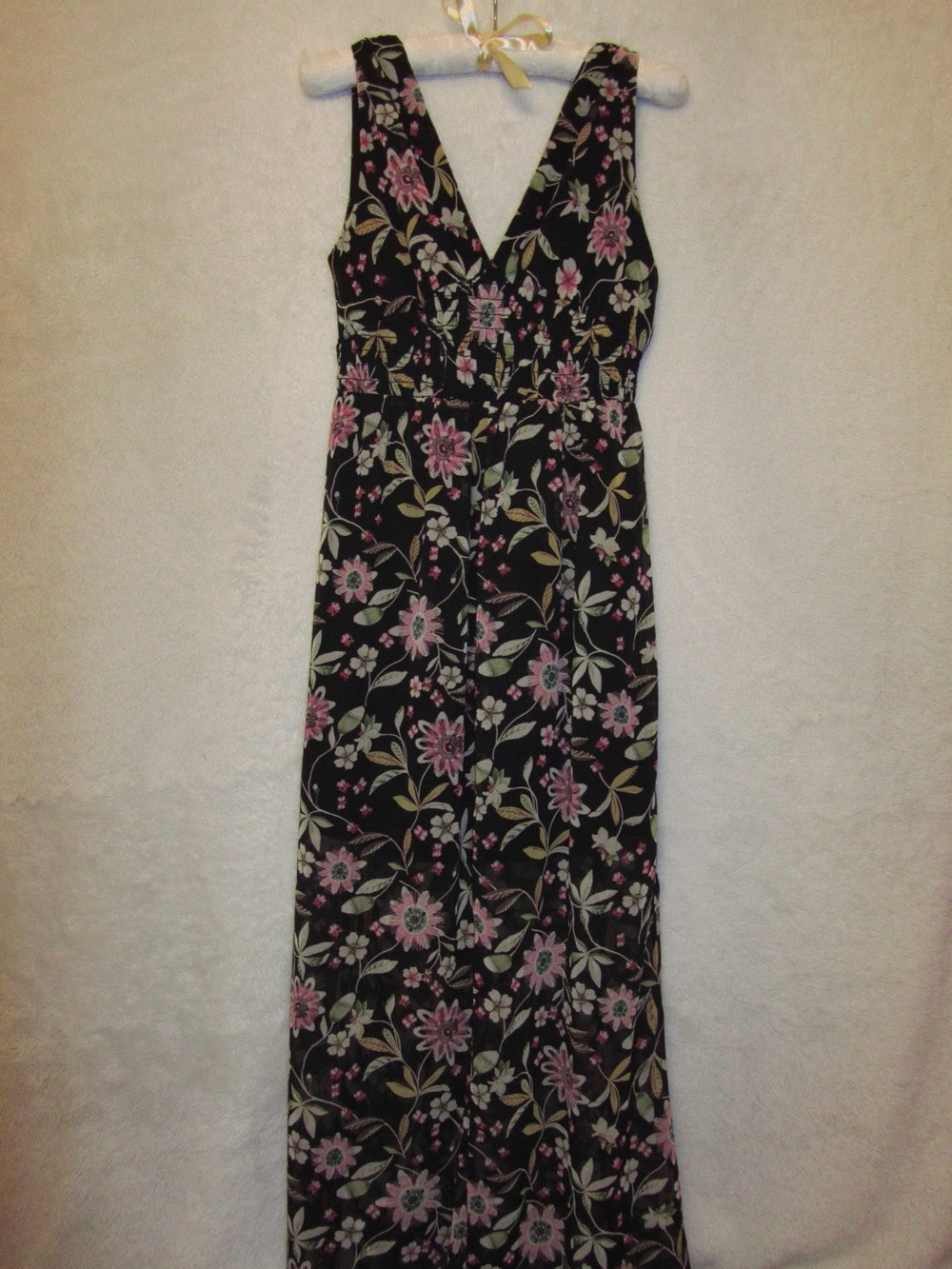 Sienna Sky Black Maxi Dress with Pink Floral Print